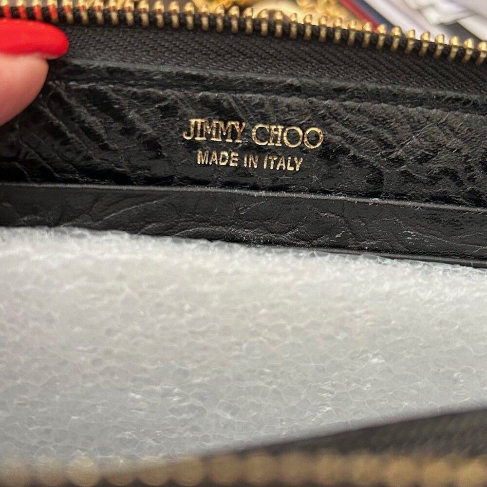 JIMMY CHOO Door Knocker Clutch Wallet with Chain, Black - Picture 3 of 12